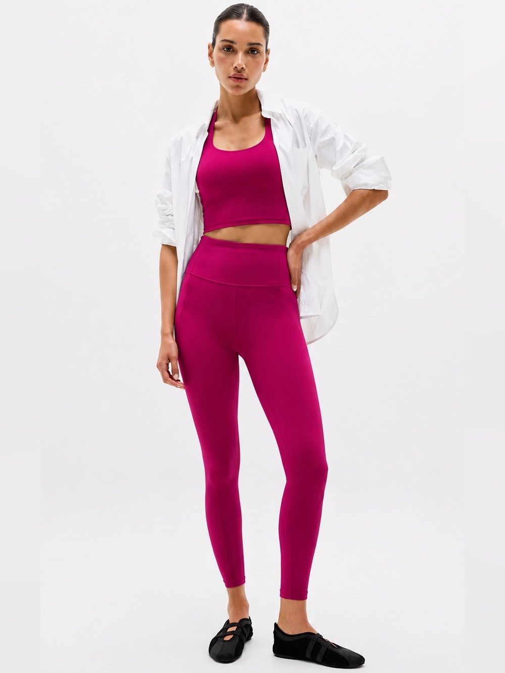 Athleta Matching Set | Elation Leggings M + Transcend Square Neck Top L